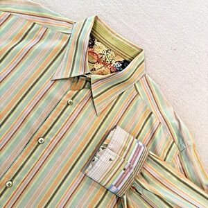 Robert Graham Mens 2XL Striped LongSleeve‎ Shirt Multicolor Bold Pattern Cuffs